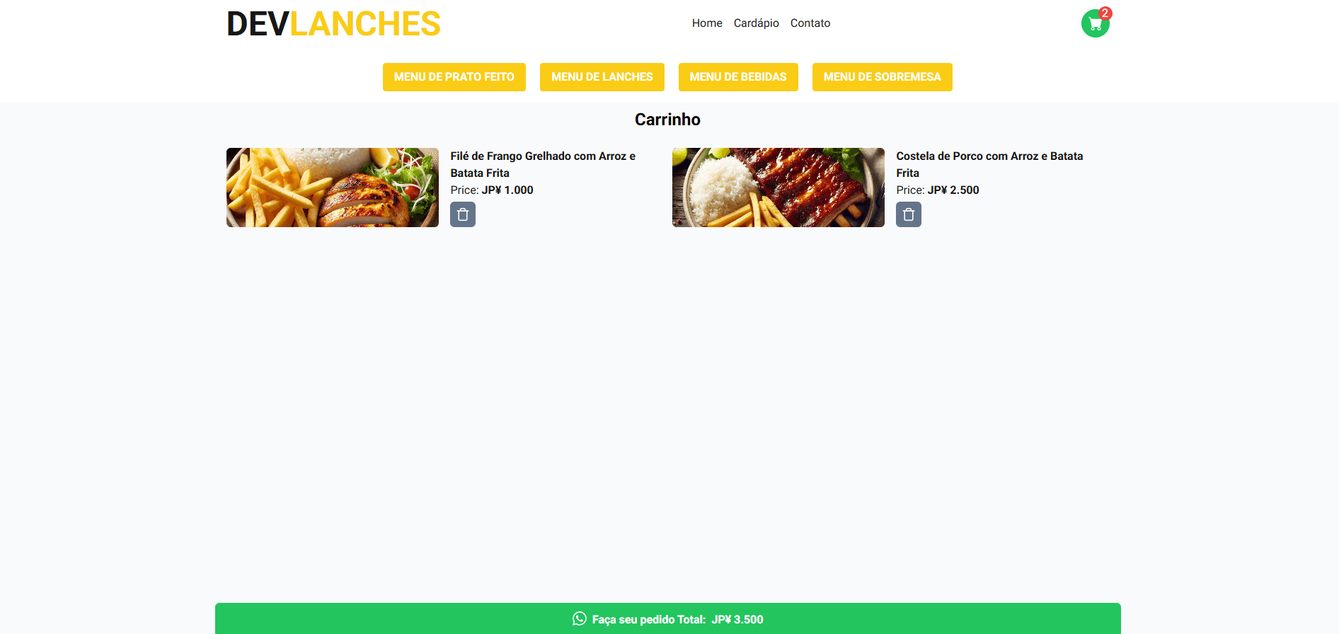 Dev Cardapio - imagem